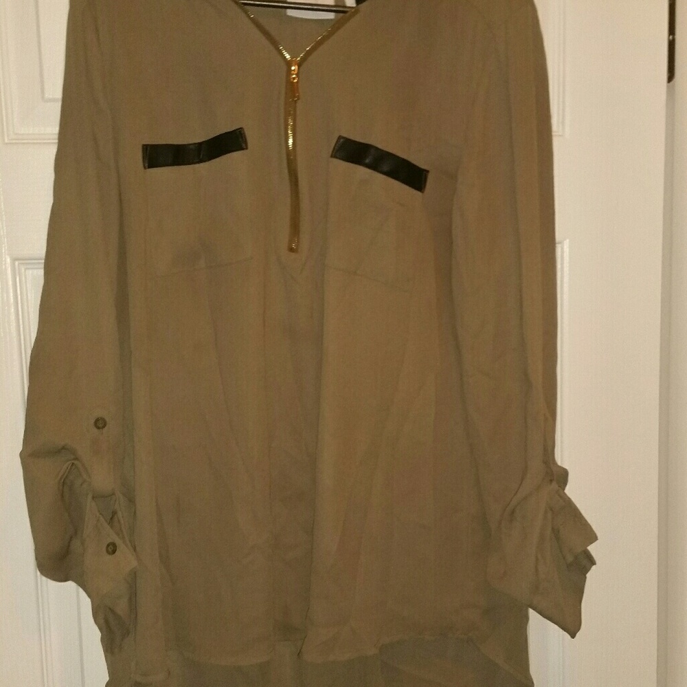 New York & Company army green blouse